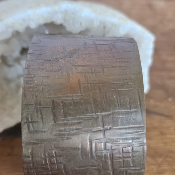 Textured Copper Cuff Bracelet Artisan Style With Patina - Picture 2 of 7